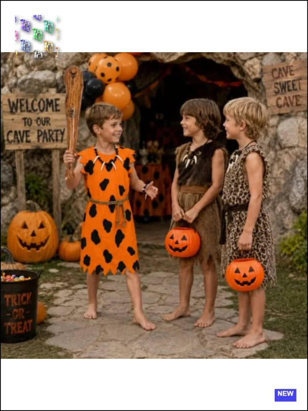 Caveman Halloween Costume Set with Inflatable Club, Tunic & Accessories